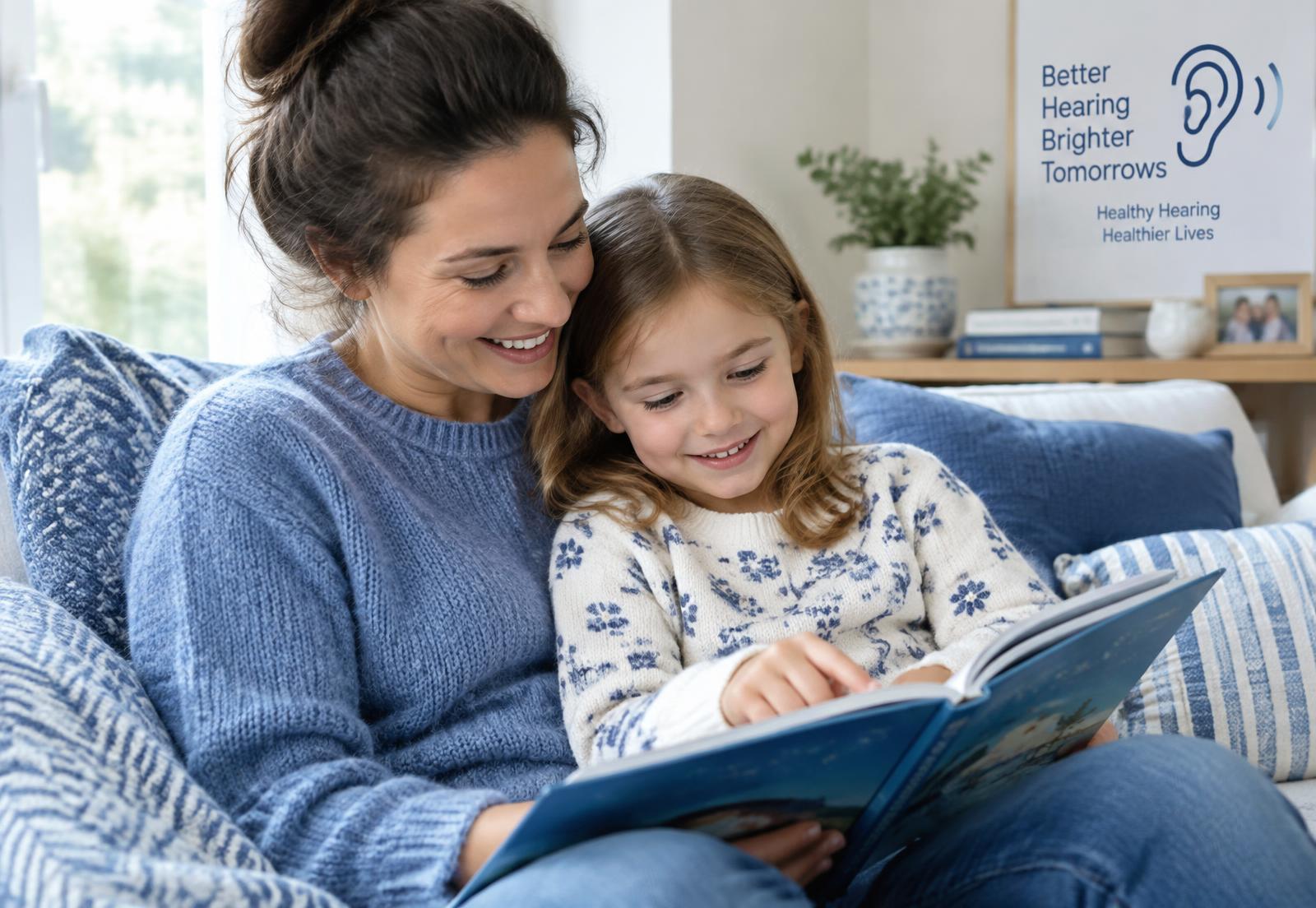A mother and daughter reading together